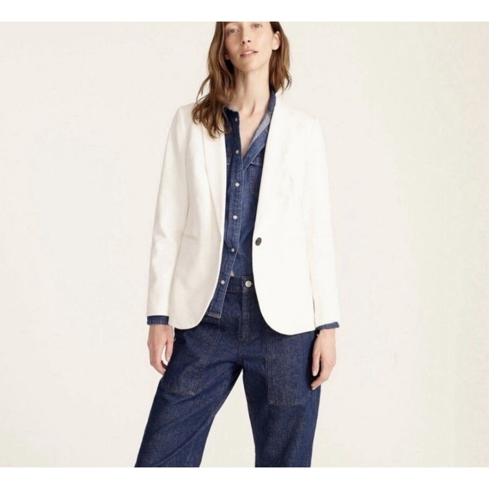 J Crew Ivory Parke Bi Stretch Blazer Size 2